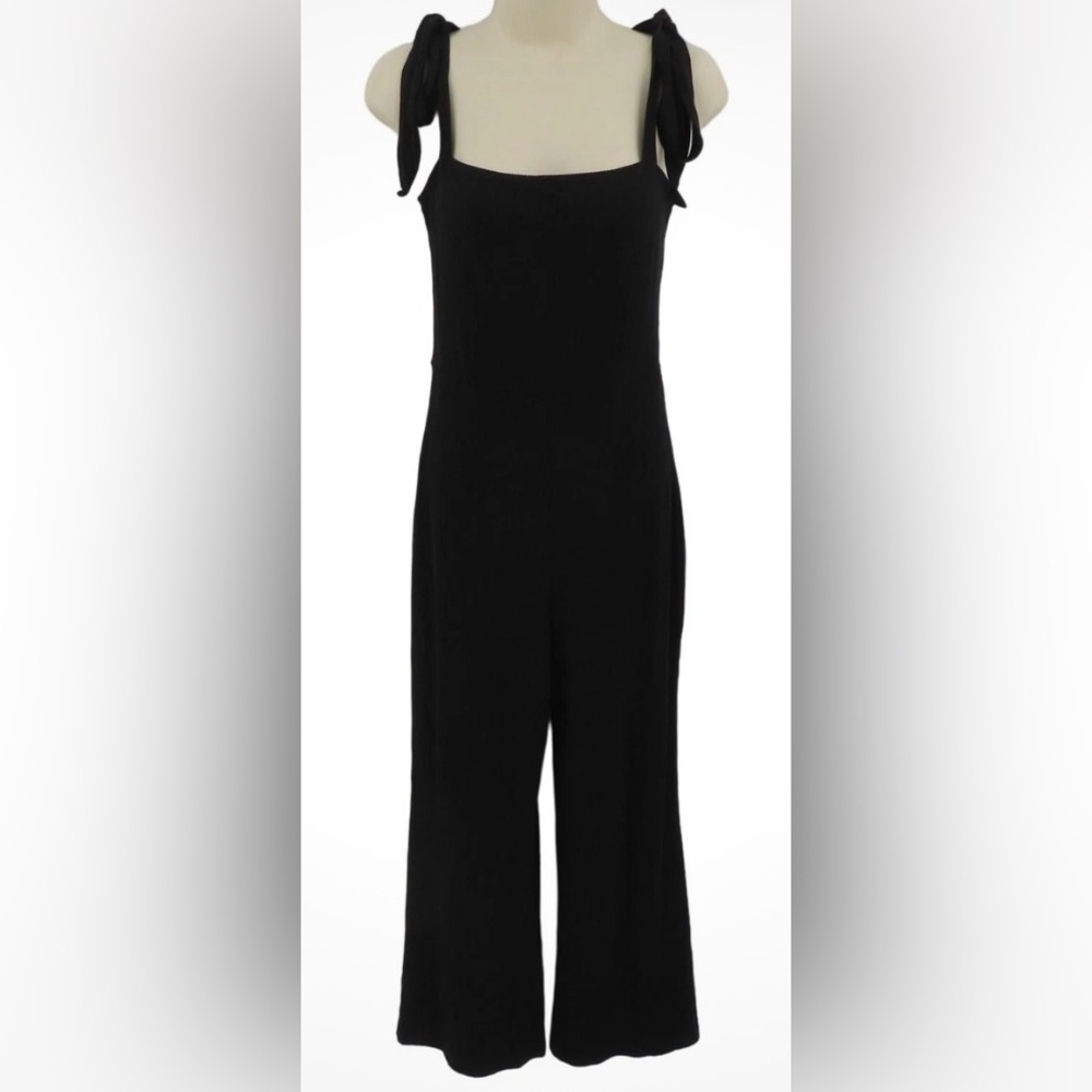Reformation Black Ribbed Square Neck Jumpsuit One Piece size small. EUC